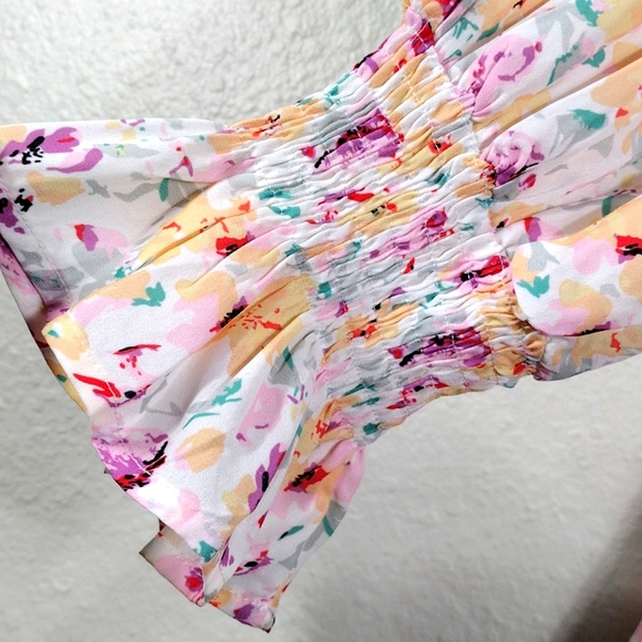 FloralTop Blouse Long Sleeve Halter Neck Flounce Sleeve Size L - Picture 2 of 7